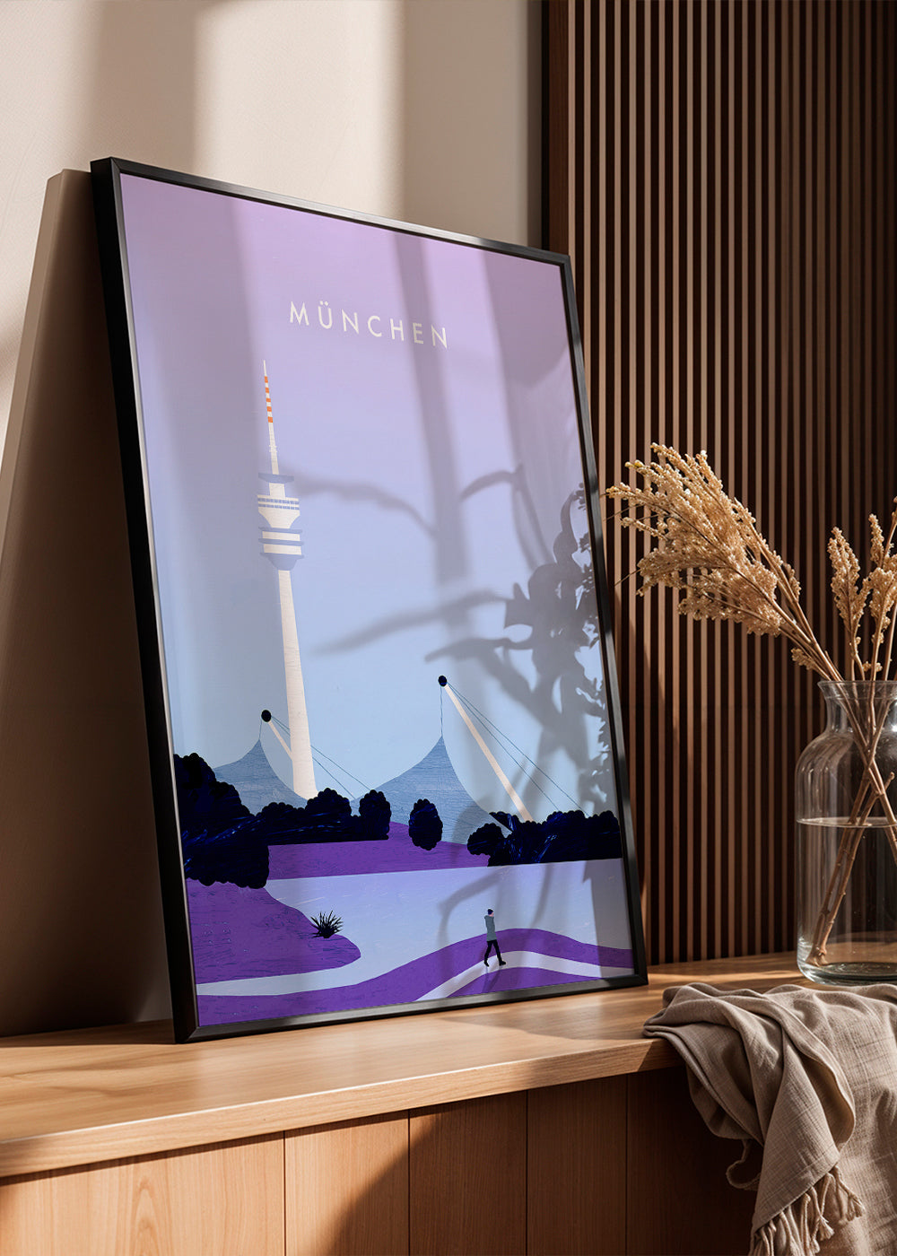 Byplakat München med stiliseret skyline