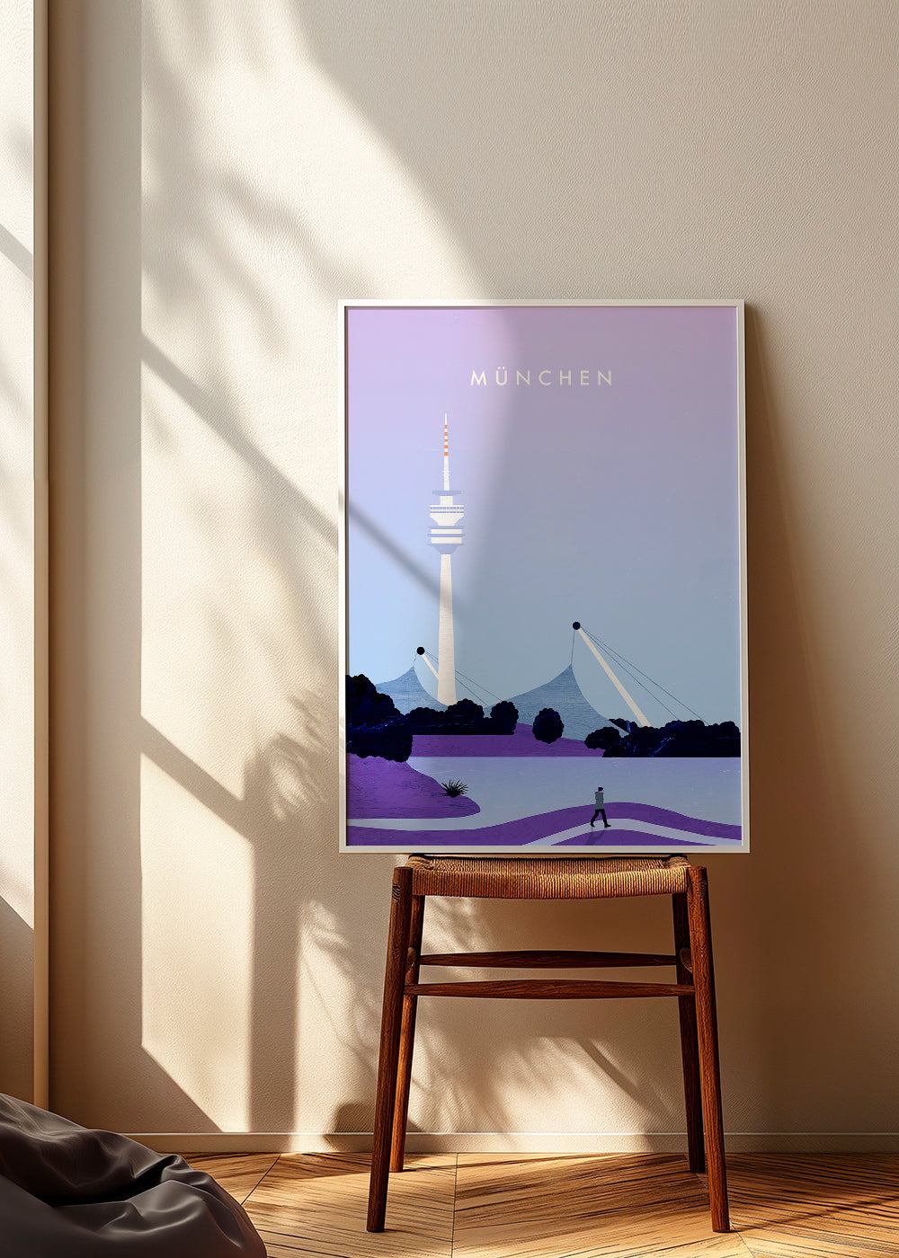 Byplakat München med stiliseret skyline