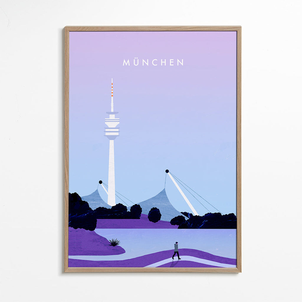 Byplakat München med stiliseret skyline