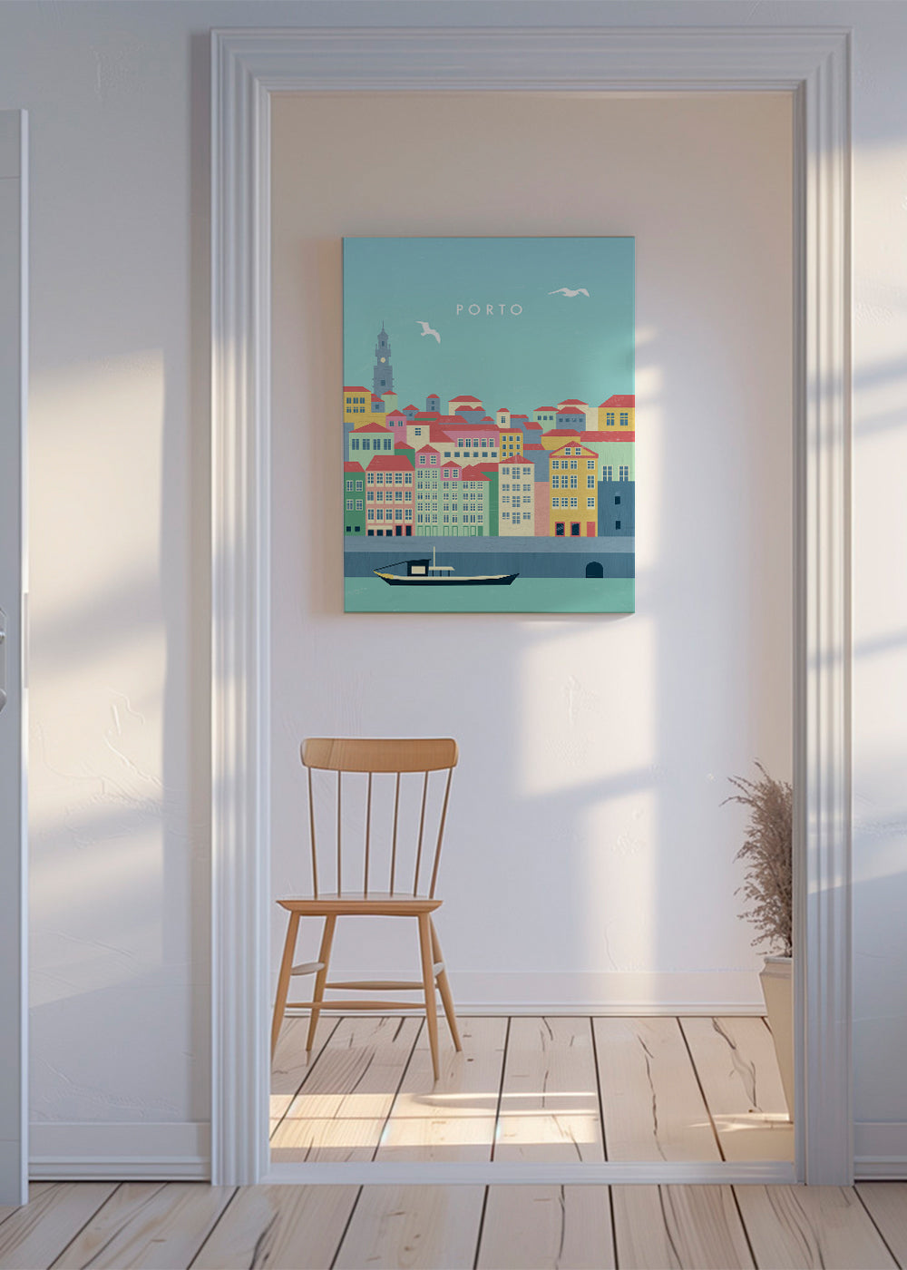 Rejseplakat Porto illustreret havneudsigt