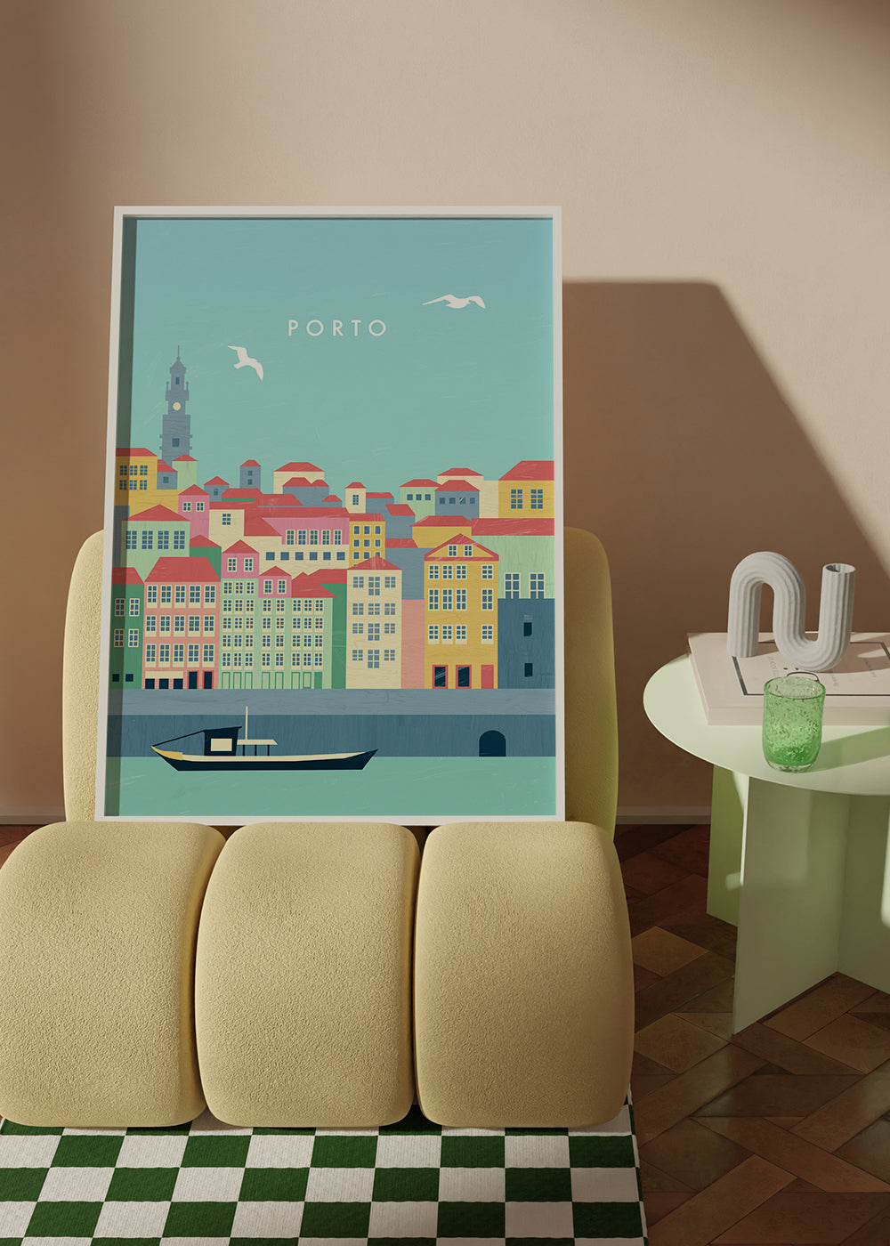 Rejseplakat Porto illustreret havneudsigt