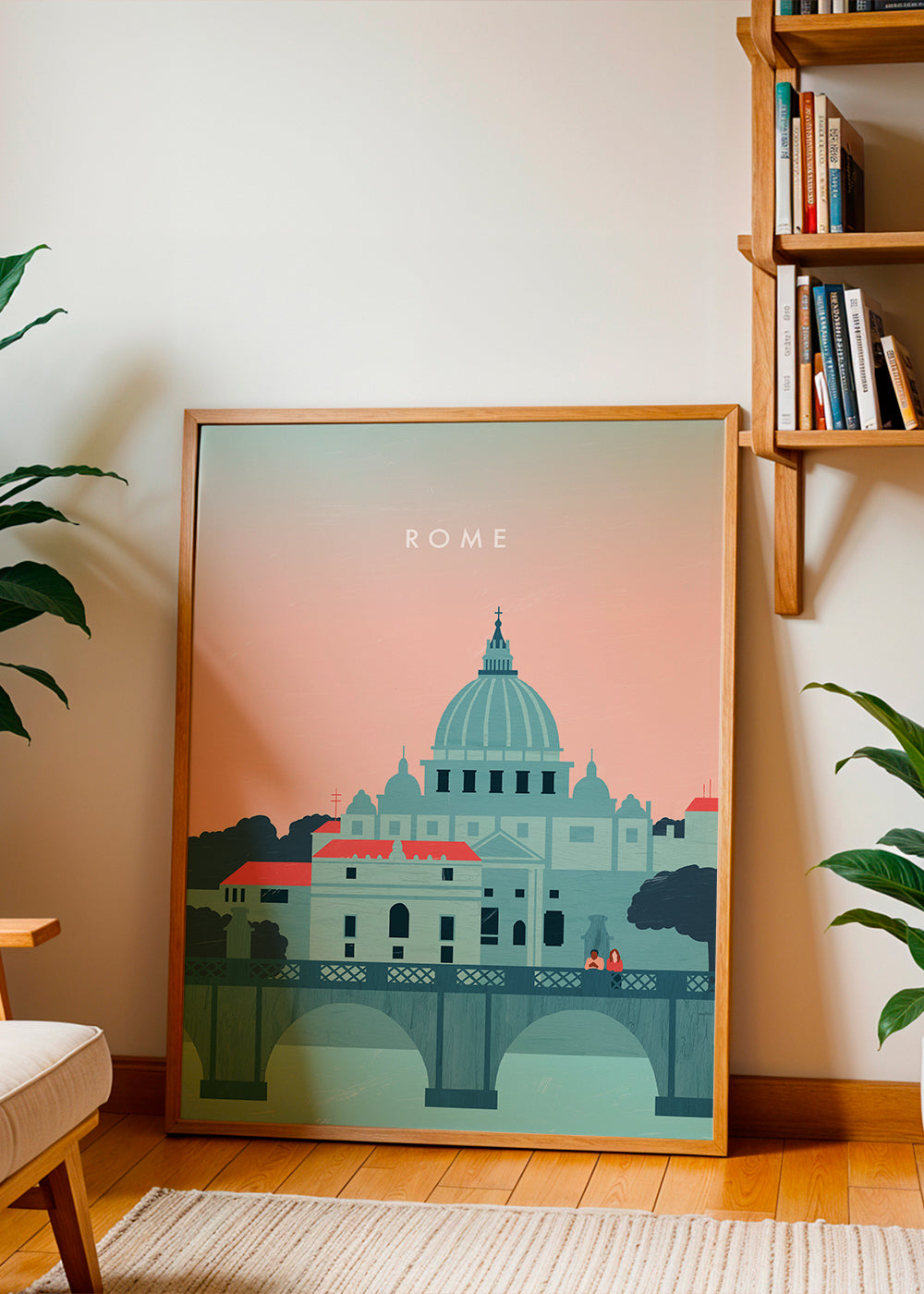 Rejseplakat Rom i pastelfarver