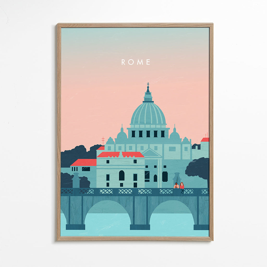 Rejseplakat Rom i pastelfarver