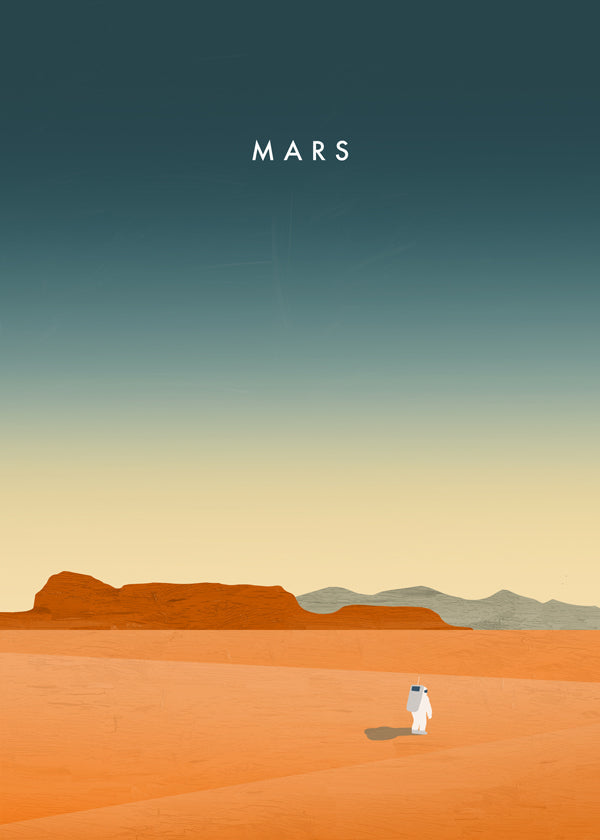Landskabskunst: mars-scene med astronaut