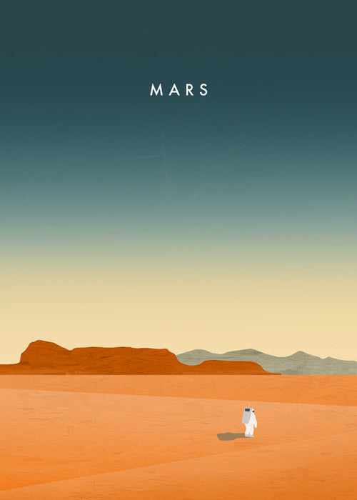 Landskabskunst: mars-scene med astronaut