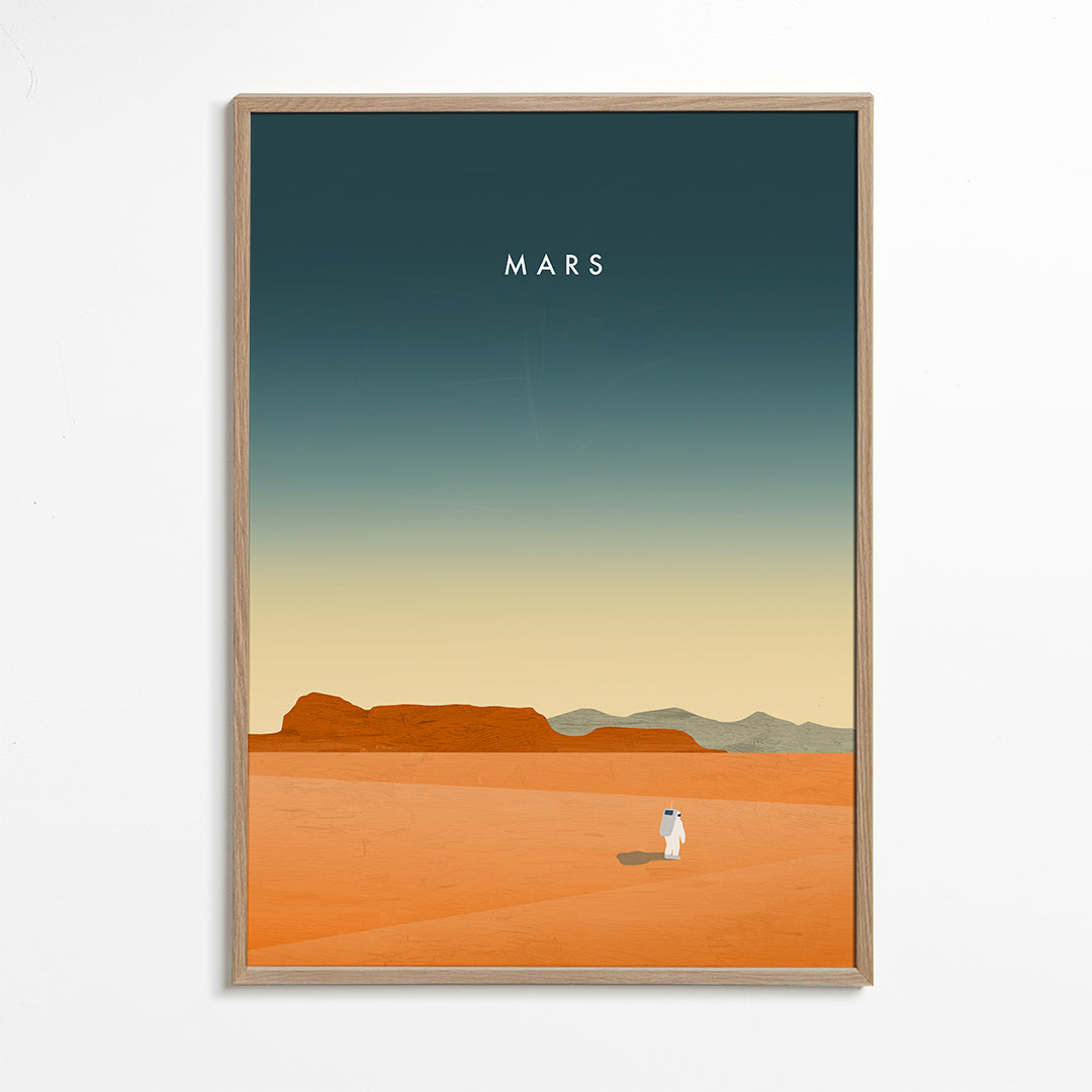 Landskabskunst: mars-scene med astronaut
