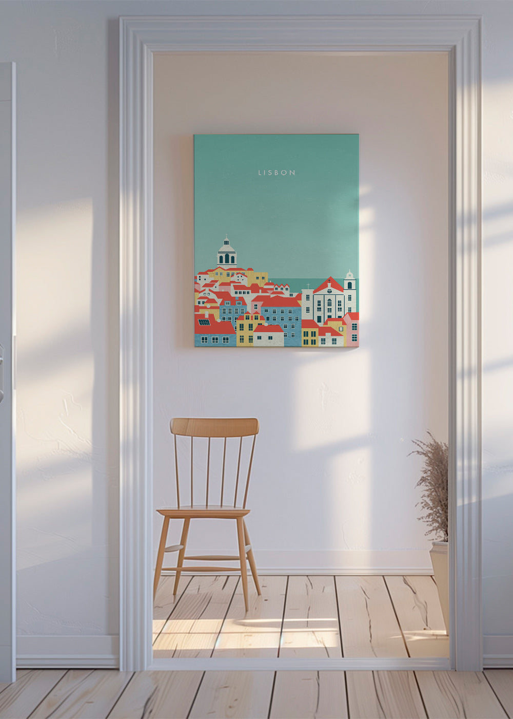 Rejseplakat Lissabon illustreret skyline