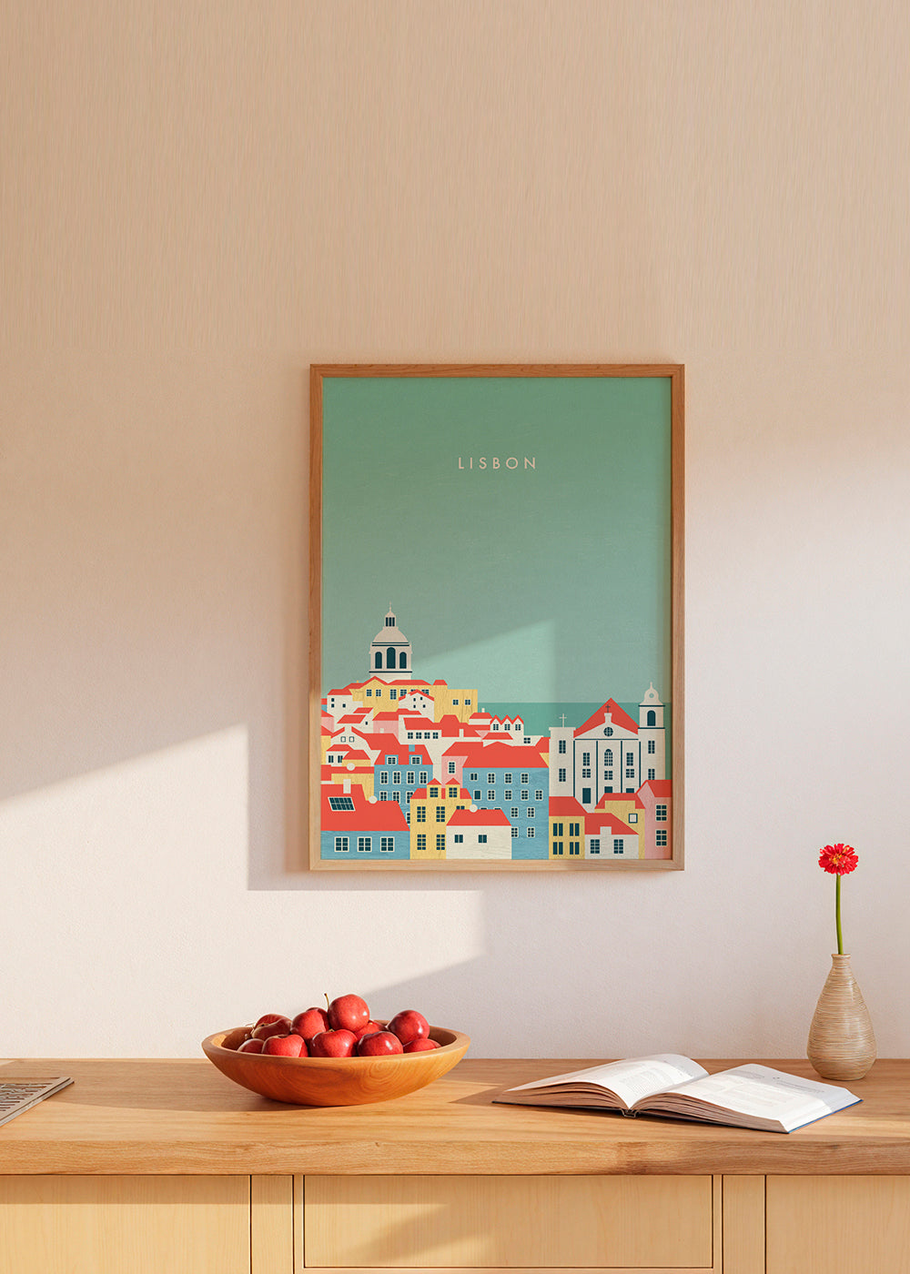 Rejseplakat Lissabon illustreret skyline