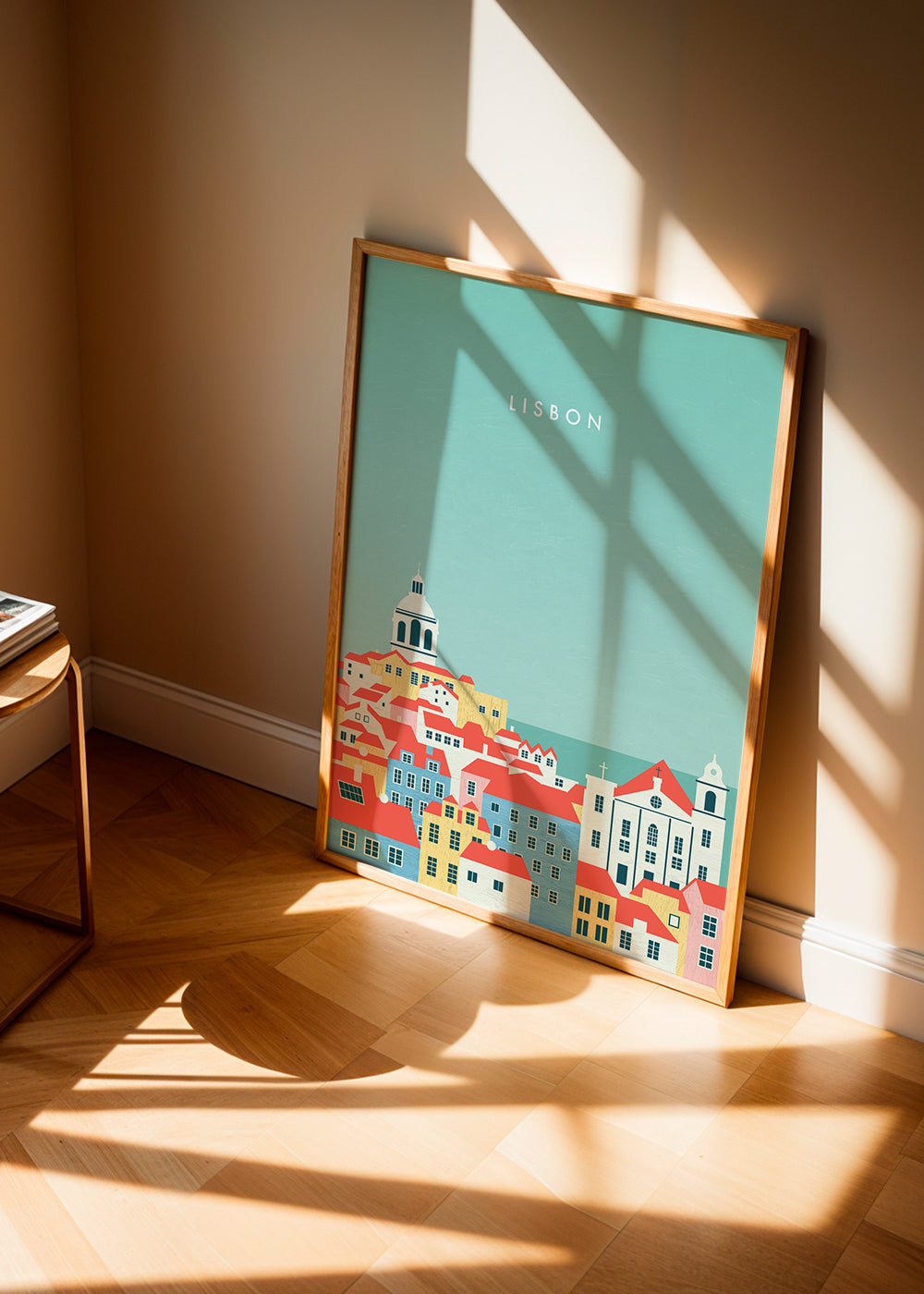 Rejseplakat Lissabon illustreret skyline