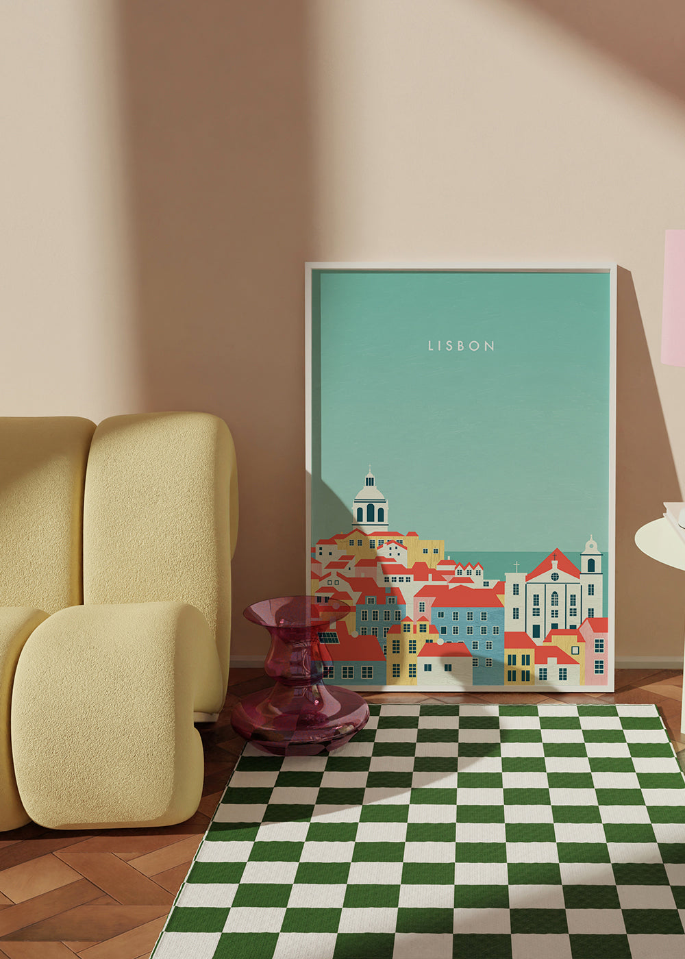 Rejseplakat Lissabon illustreret skyline