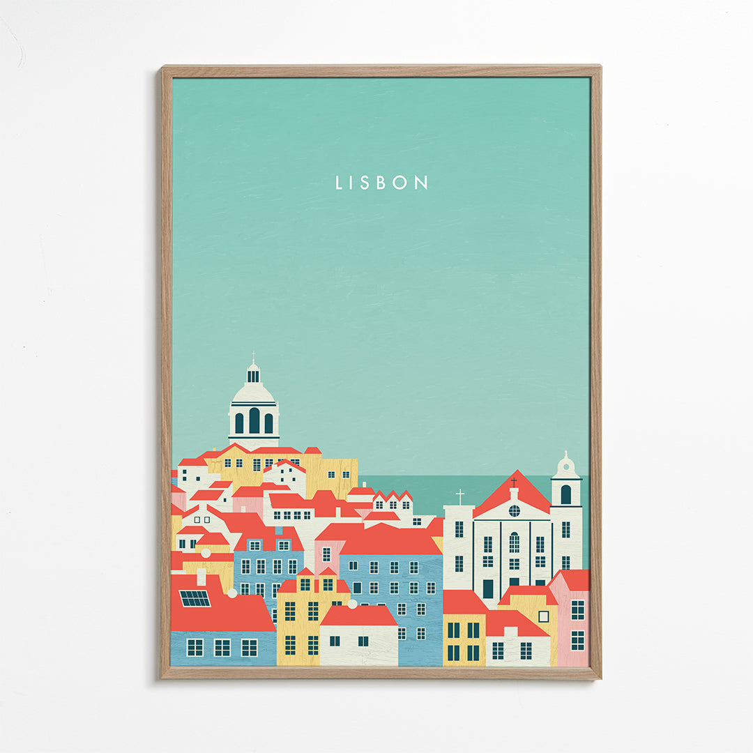 Rejseplakat Lissabon illustreret skyline