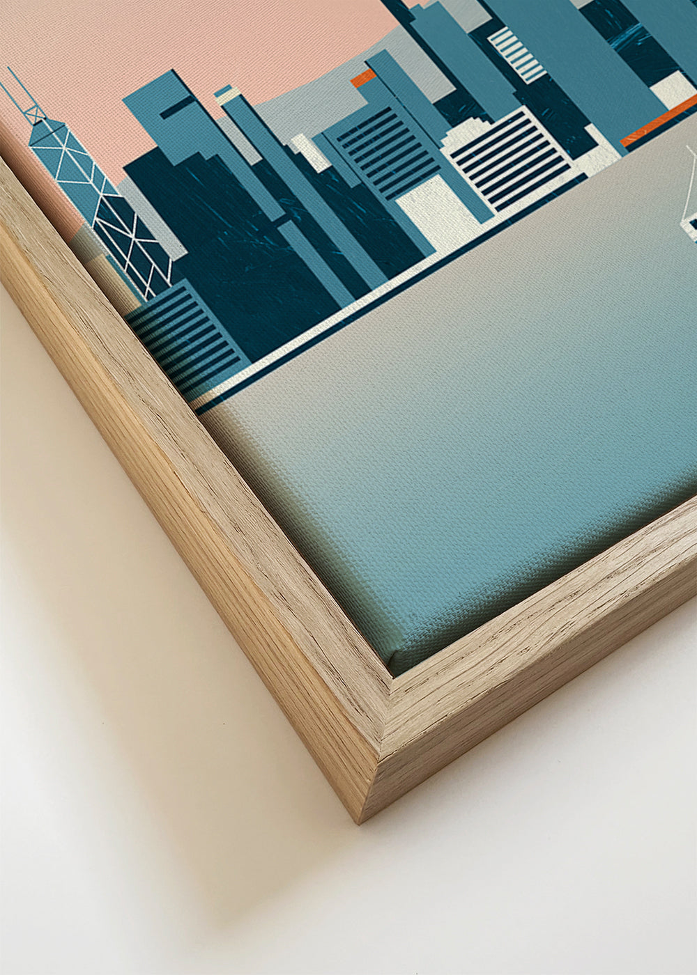 Køkkenkunst Hong Kong skyline i blå nuancer