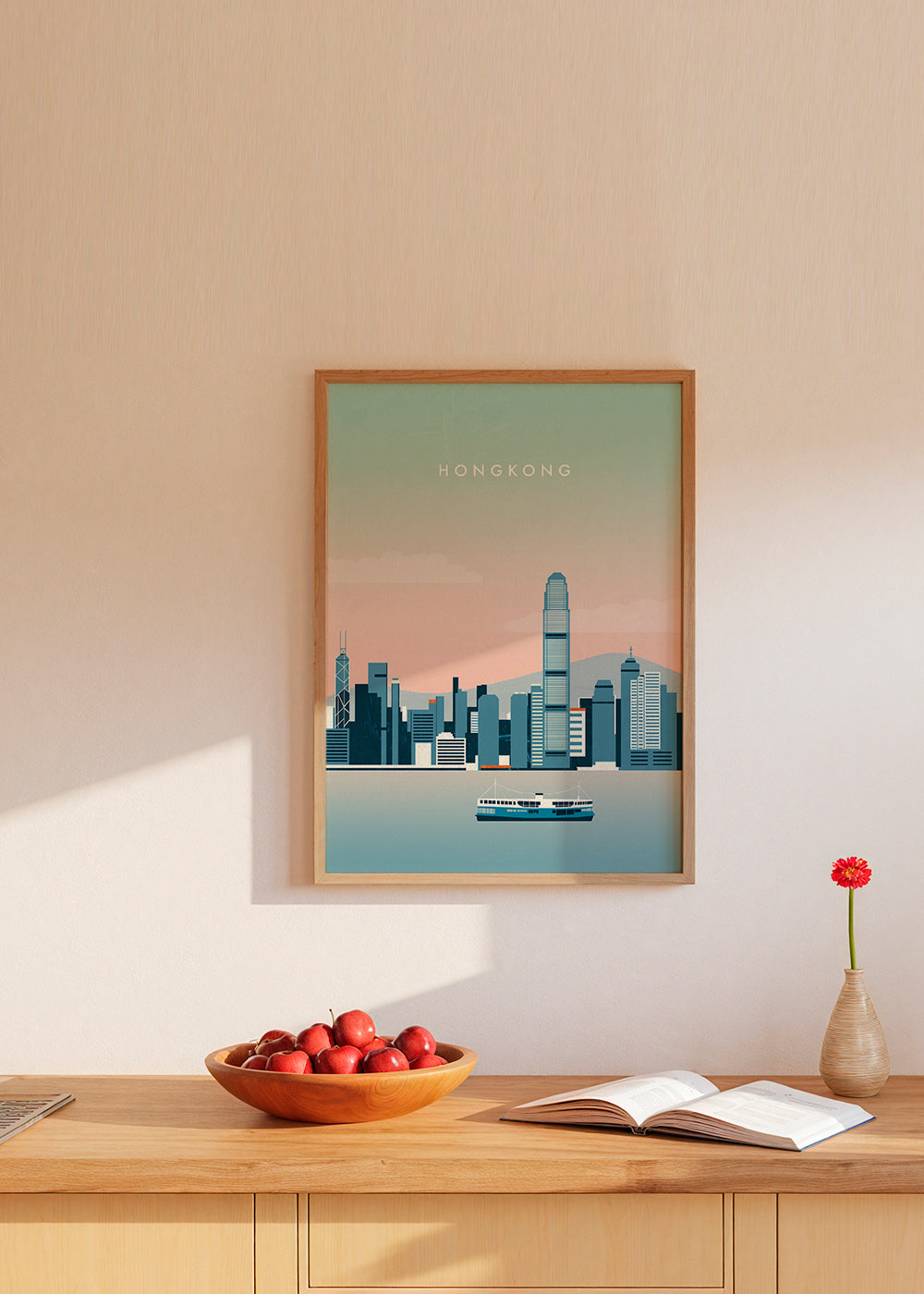 Køkkenkunst Hong Kong skyline i blå nuancer