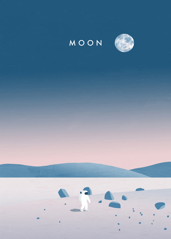 Illustration månelandskab med astronaut