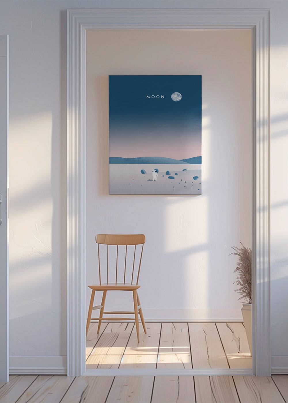 Illustration månelandskab med astronaut