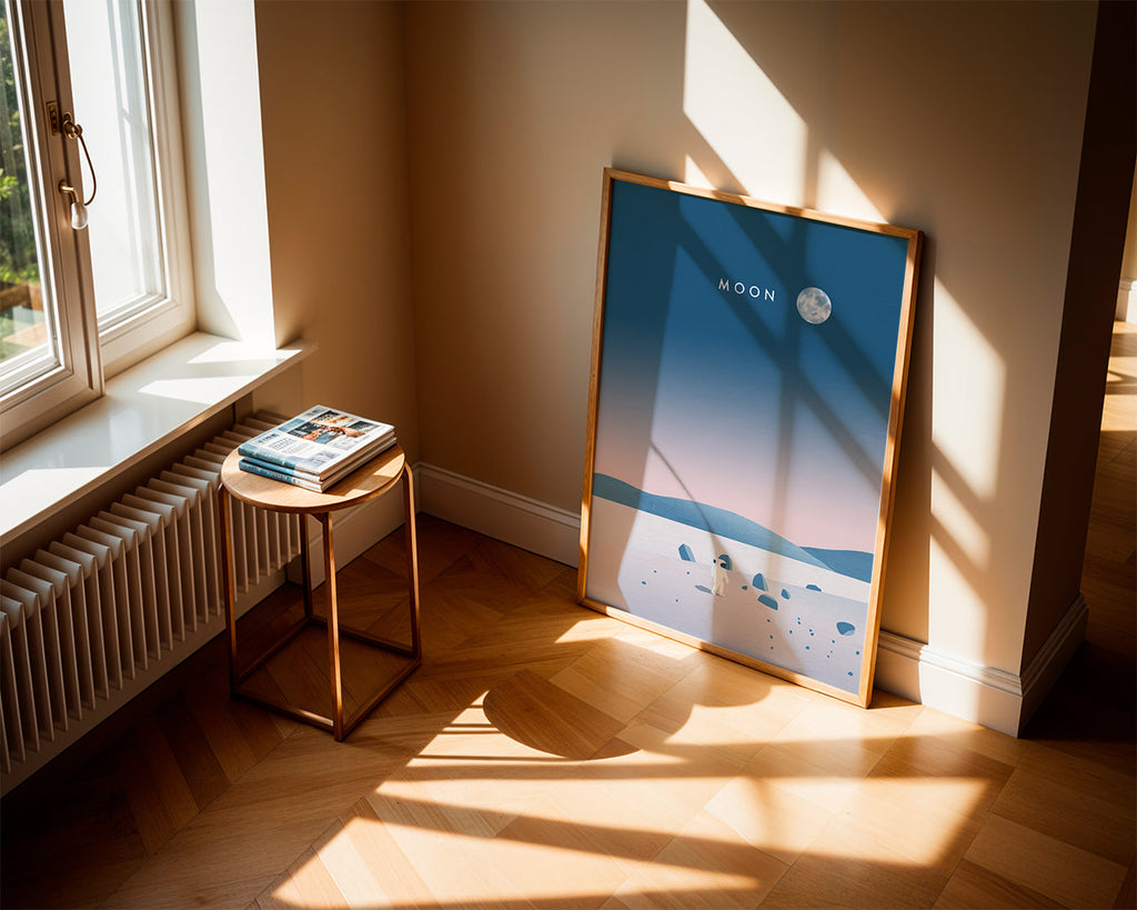 Illustration månelandskab med astronaut