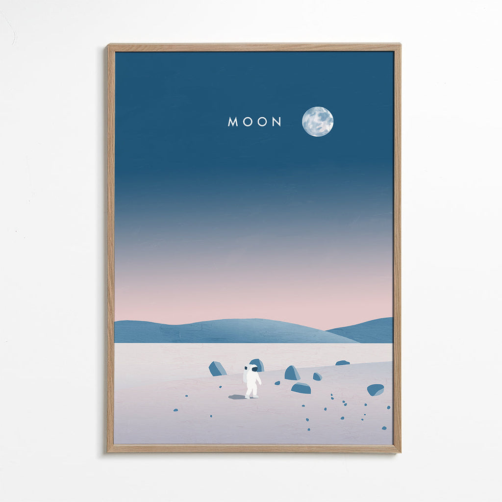 Illustration månelandskab med astronaut