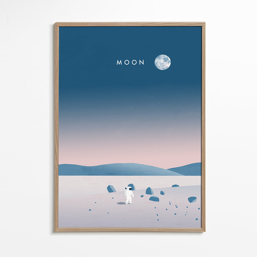 Illustration månelandskab med astronaut