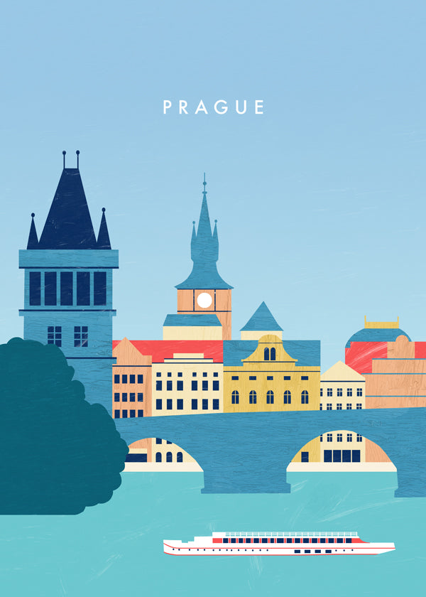 Køkkenkunst Prag skyline blå