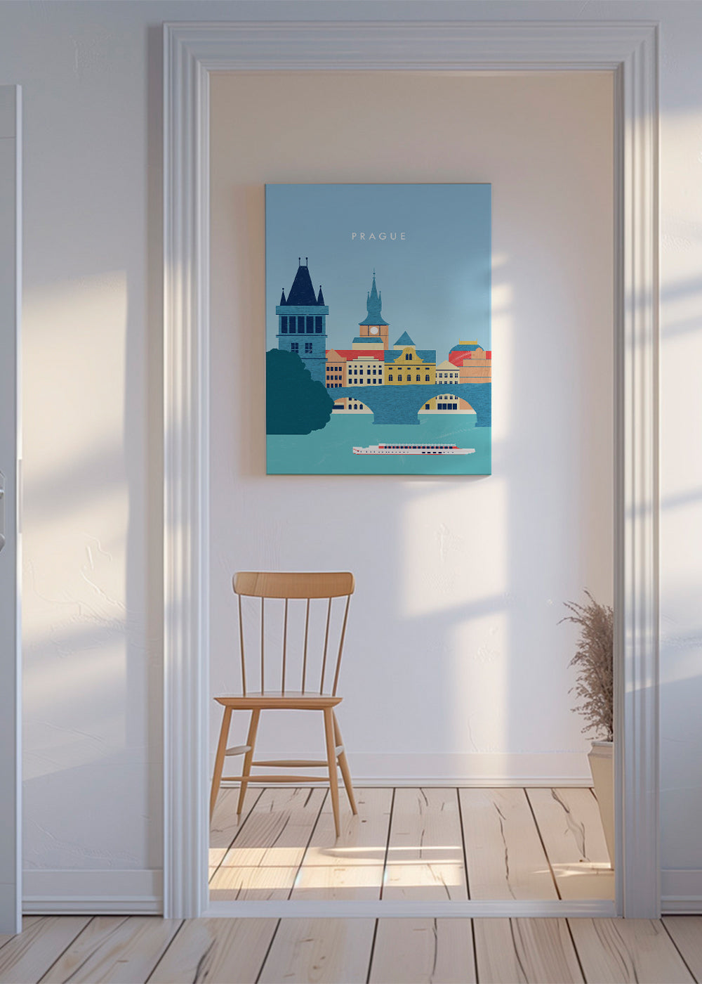 Køkkenkunst Prag skyline blå