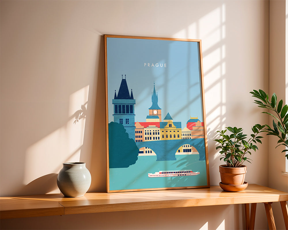 Køkkenkunst Prag skyline blå