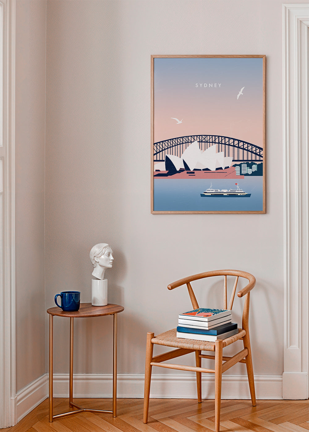 Rejseplakat Sydney: Operaen og broen i illustration