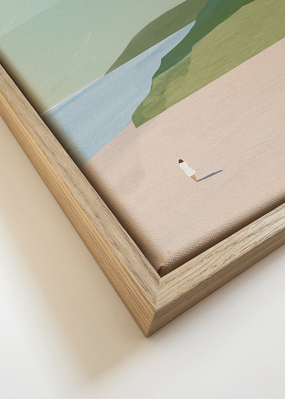 Minimalistisk landskabskunst med rødt tag