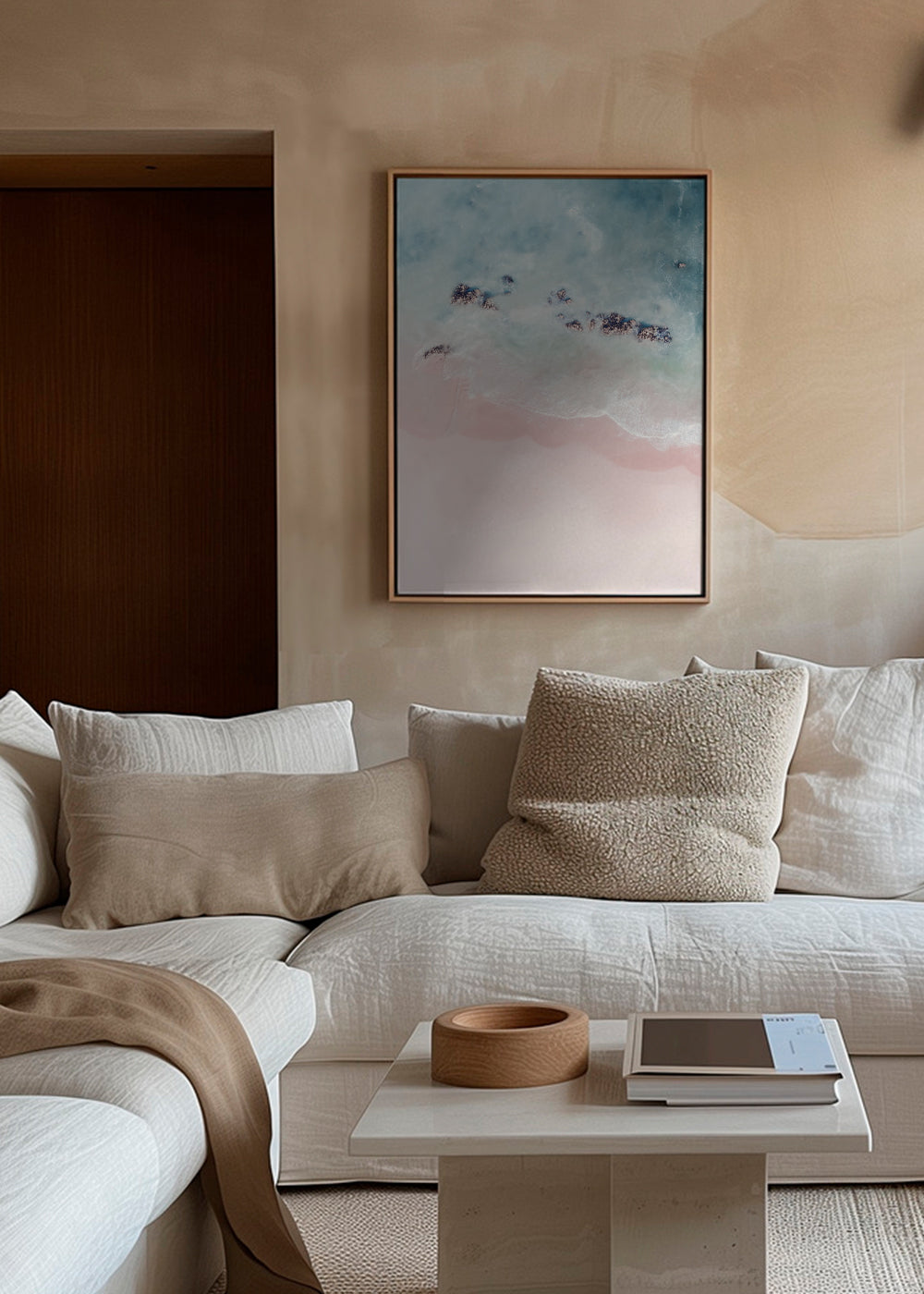 Kunst: rosa strand set fra luften