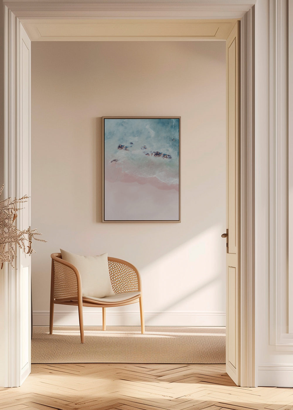 Kunst: rosa strand set fra luften