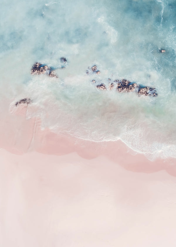 Kunst: rosa strand set fra luften