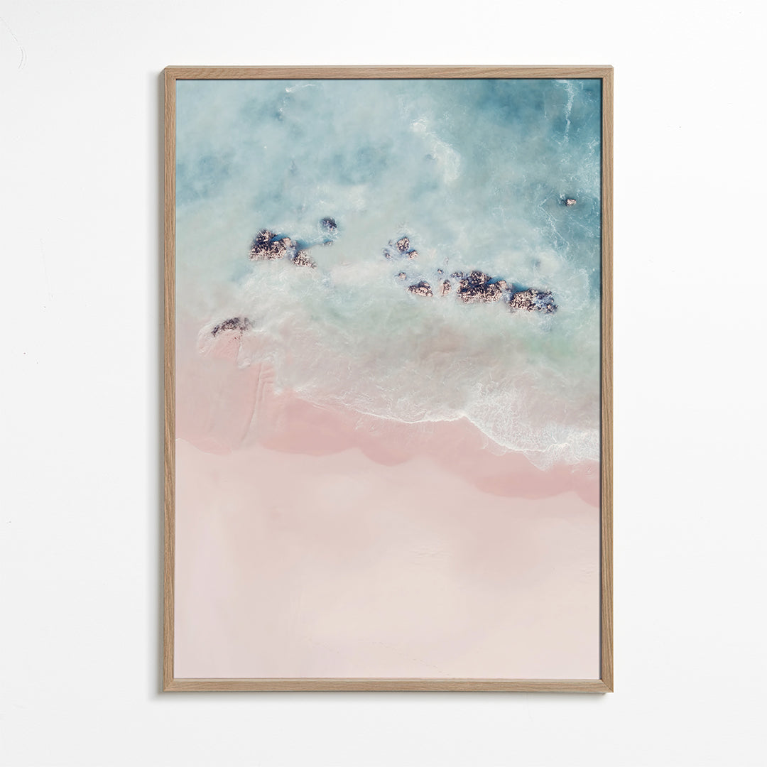 Kunst: rosa strand set fra luften