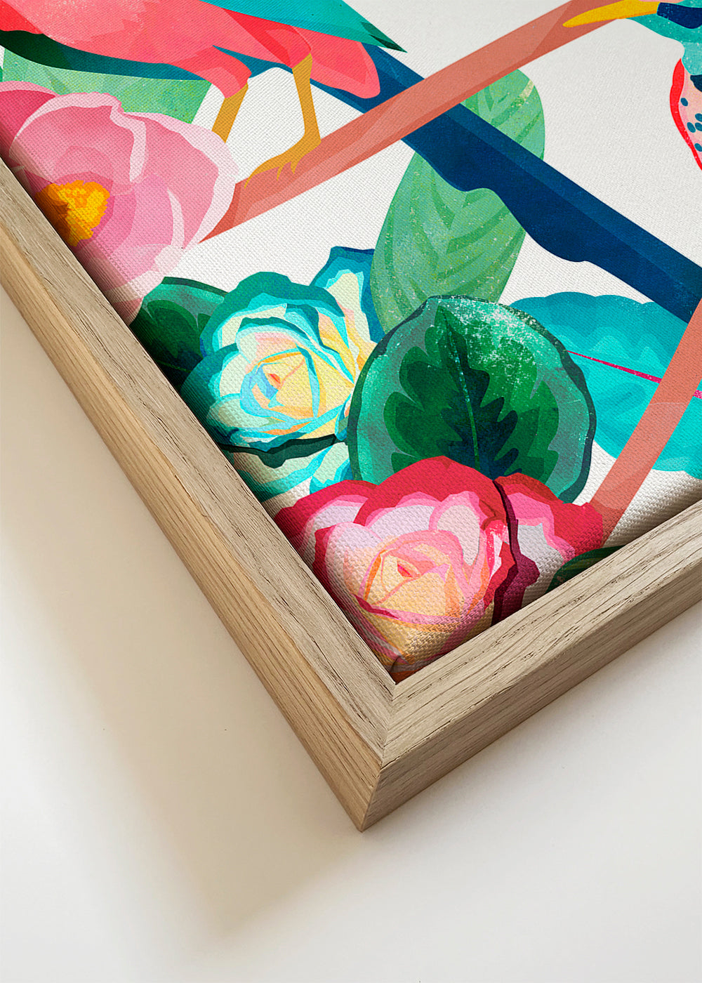Illustration fugle og blomster på gren
