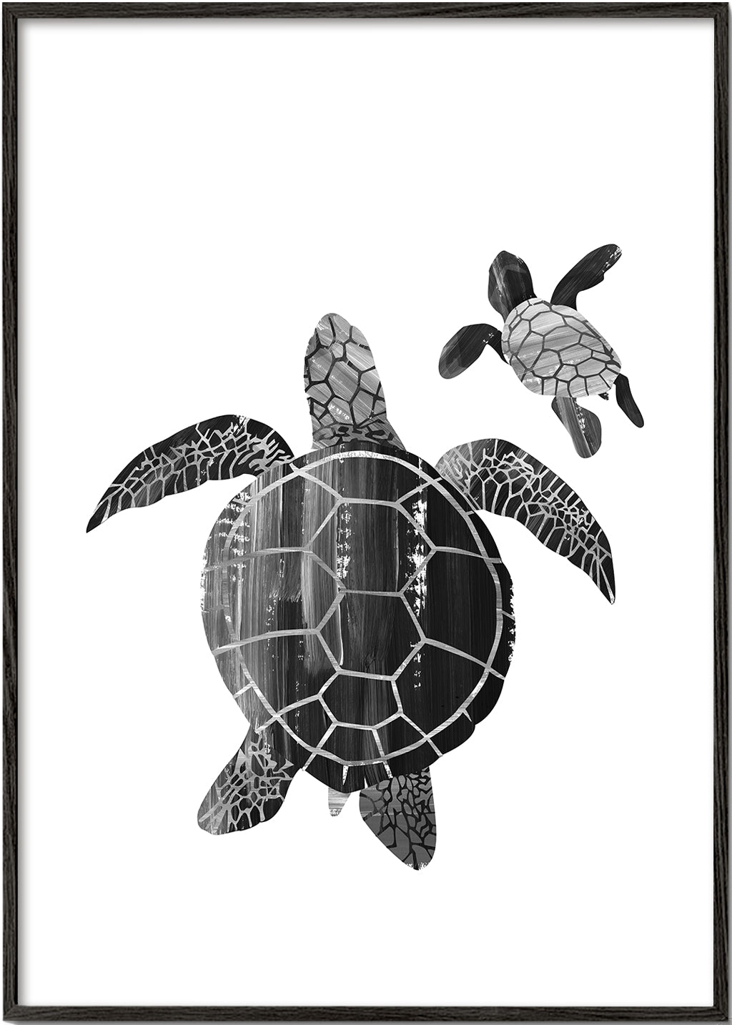 Minimalistisk skildpadde i sort-hvid