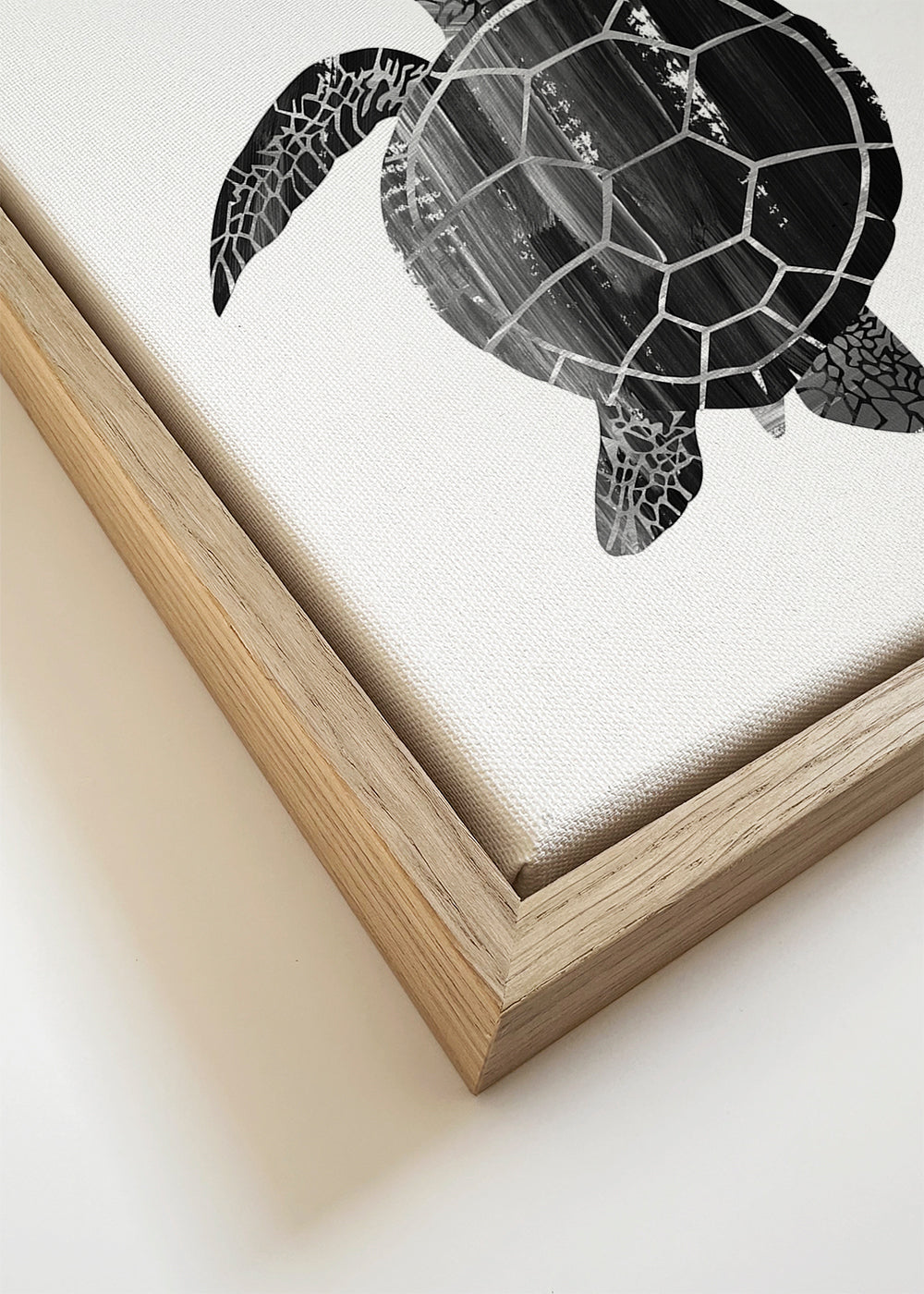 Minimalistisk skildpadde i sort-hvid