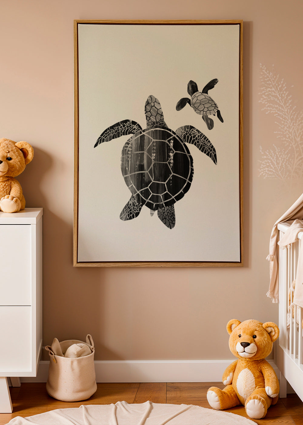 Minimalistisk skildpadde i sort-hvid