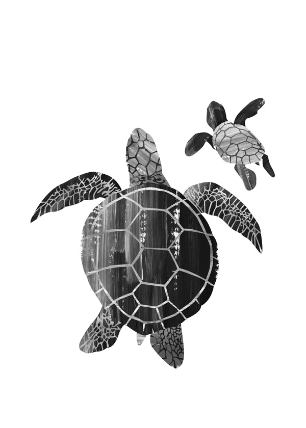 Minimalistisk skildpadde i sort-hvid