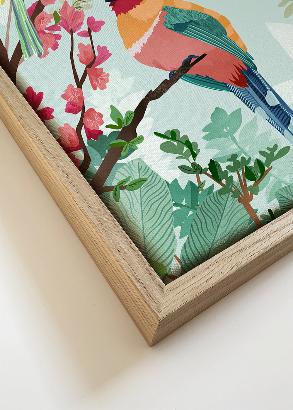 Illustration fugle og blomster