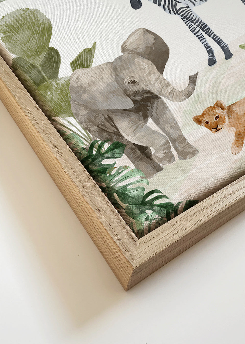 Børneplakat med jungledyr akvarel