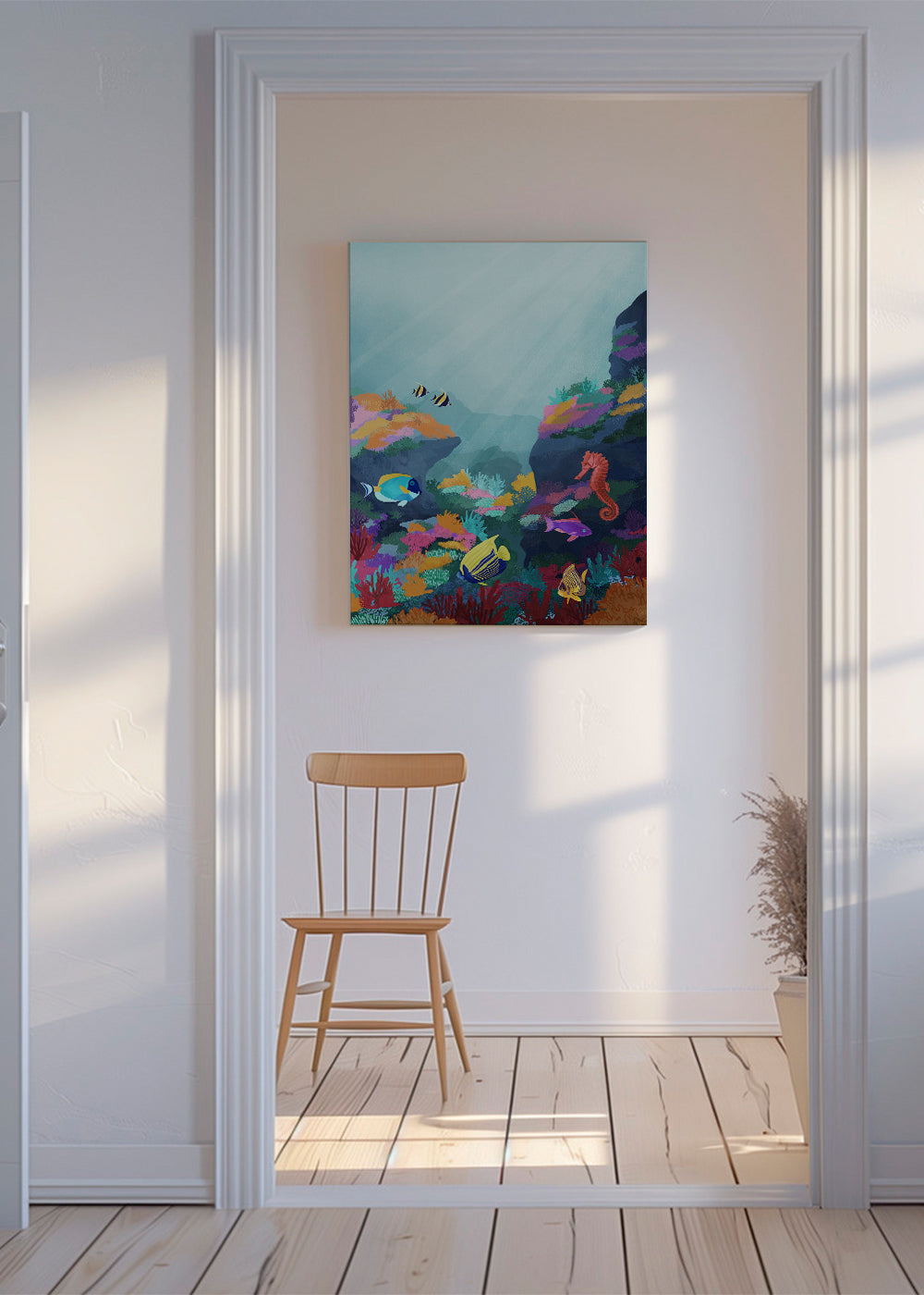 Landskabskunst: farverigt koralrev