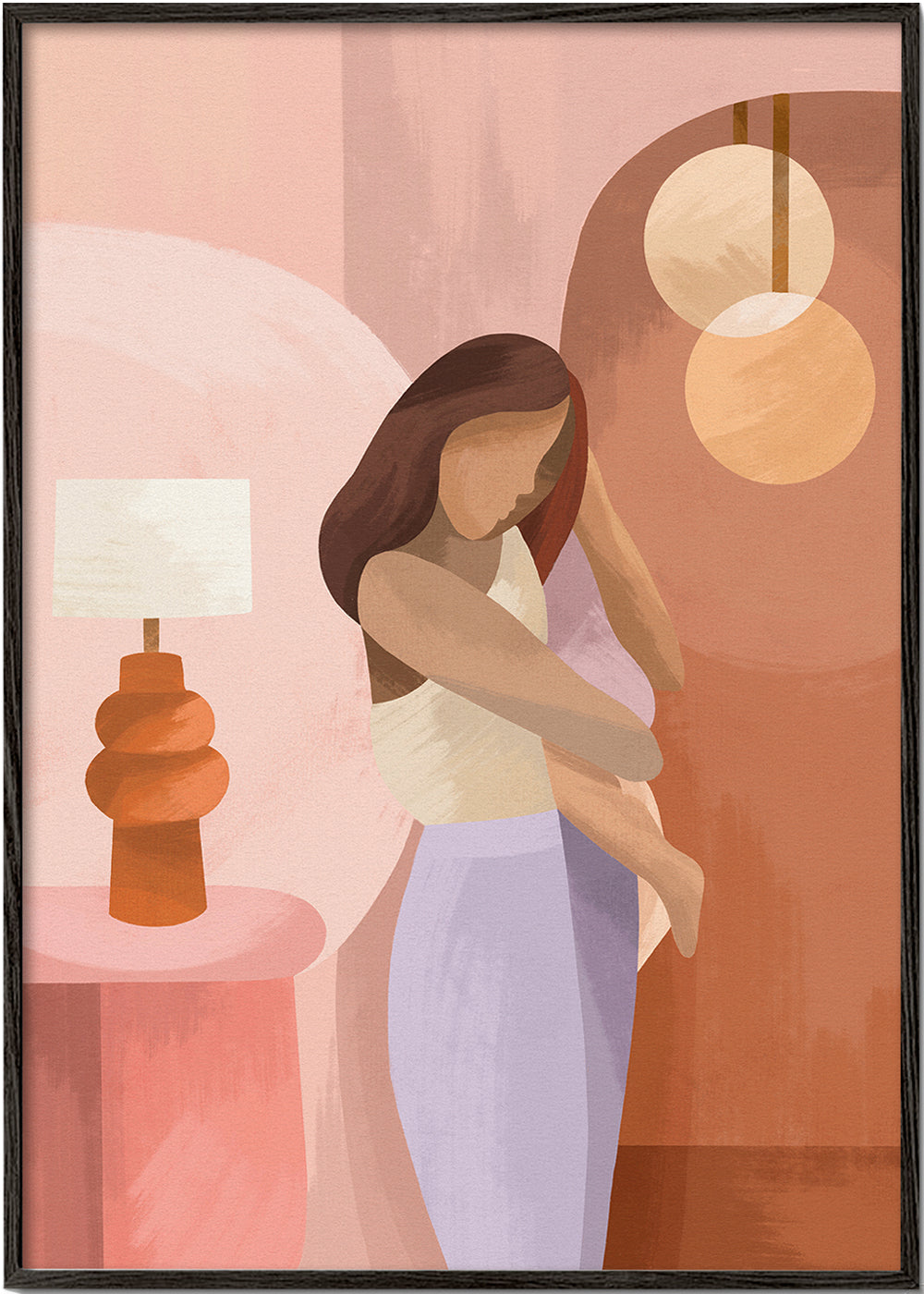 Moder-illustration i pastelfarver