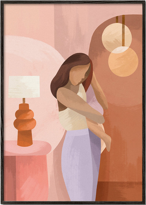Moder-illustration i pastelfarver