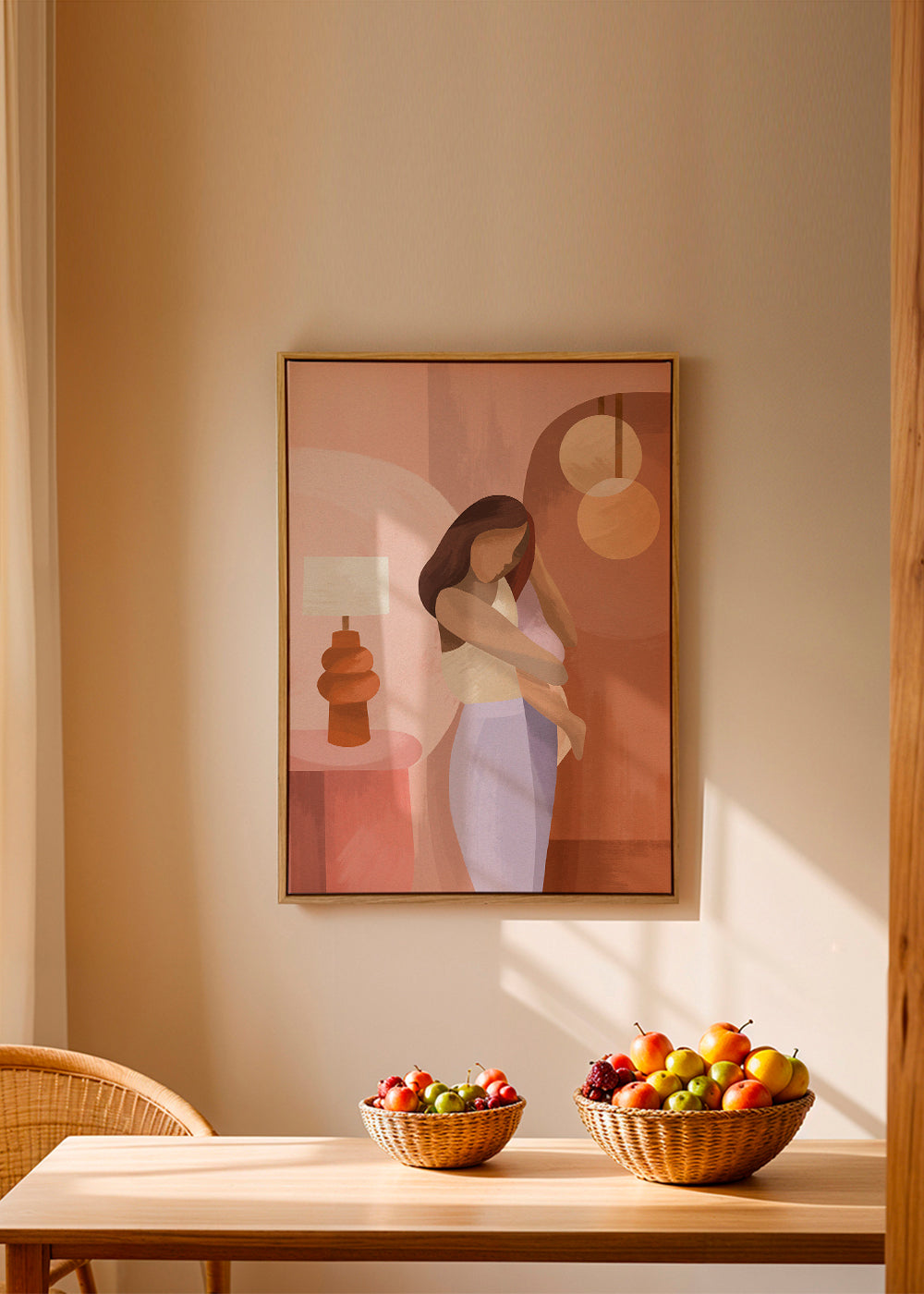 Moder-illustration i pastelfarver