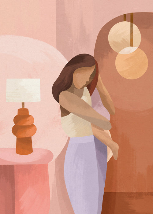 Moder-illustration i pastelfarver