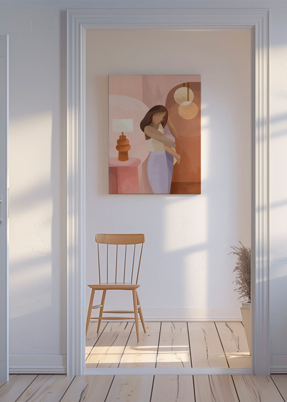 Moder-illustration i pastelfarver
