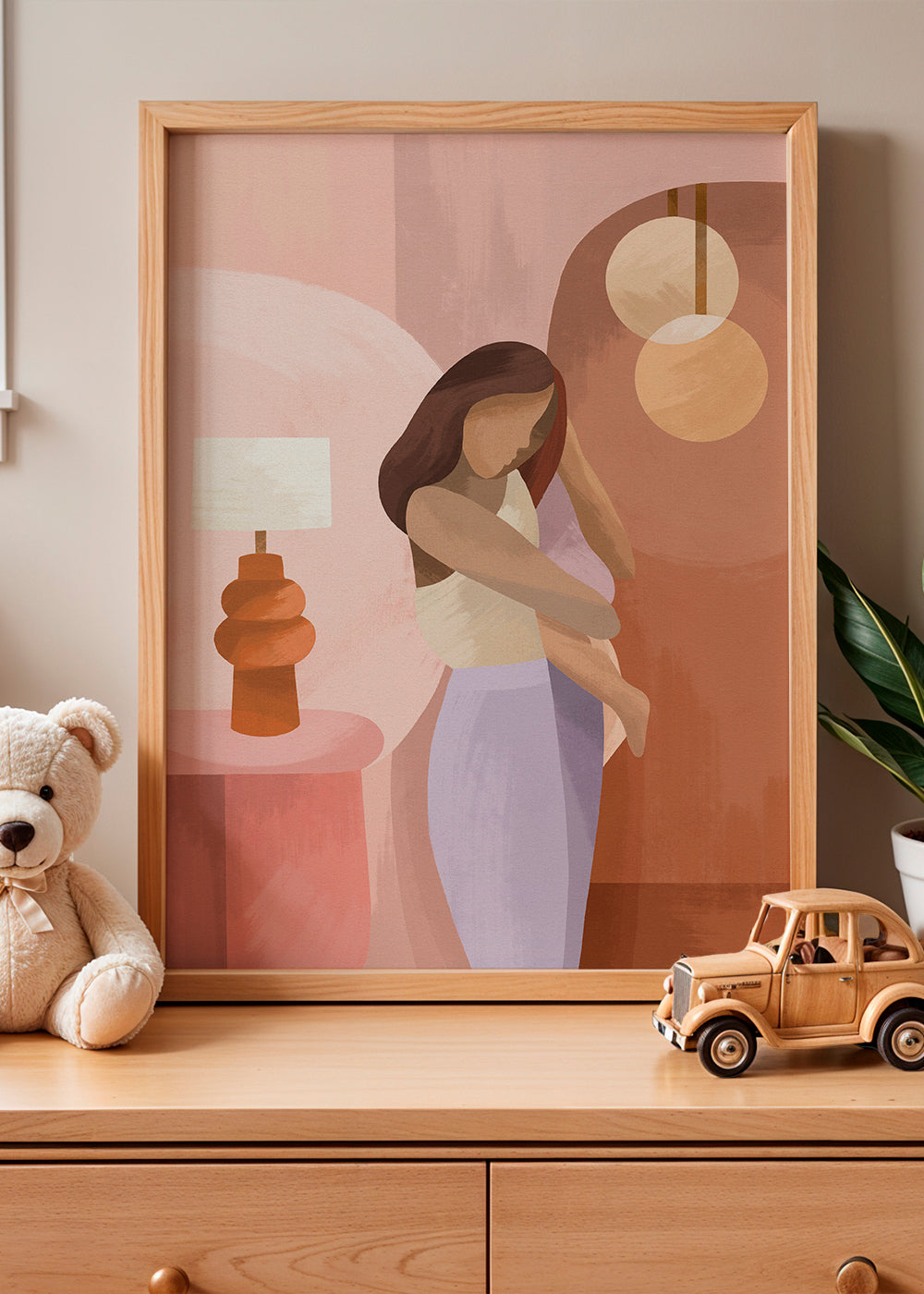 Moder-illustration i pastelfarver