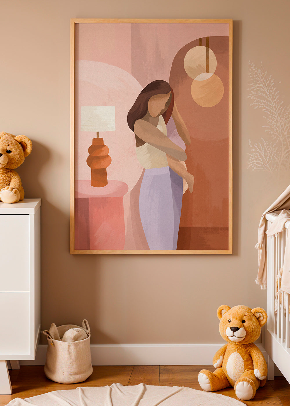 Moder-illustration i pastelfarver