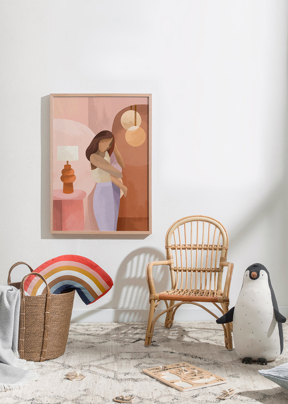 Moder-illustration i pastelfarver