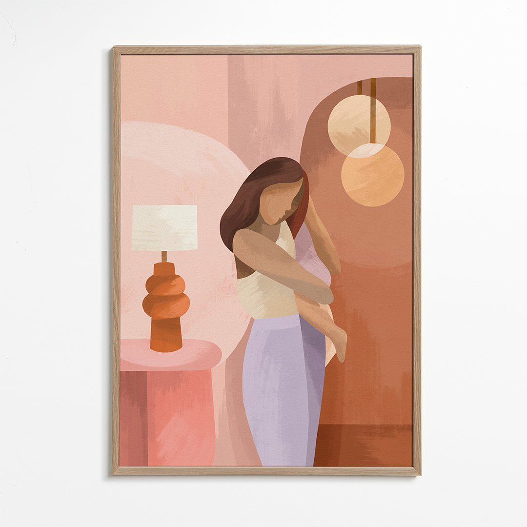 Moder-illustration i pastelfarver