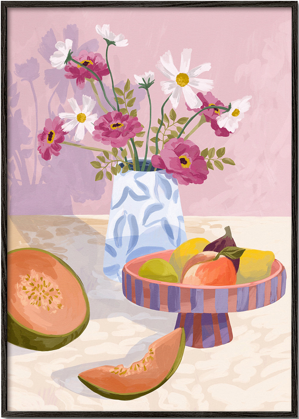 Køkkenkunst: frugtestilleben med vase