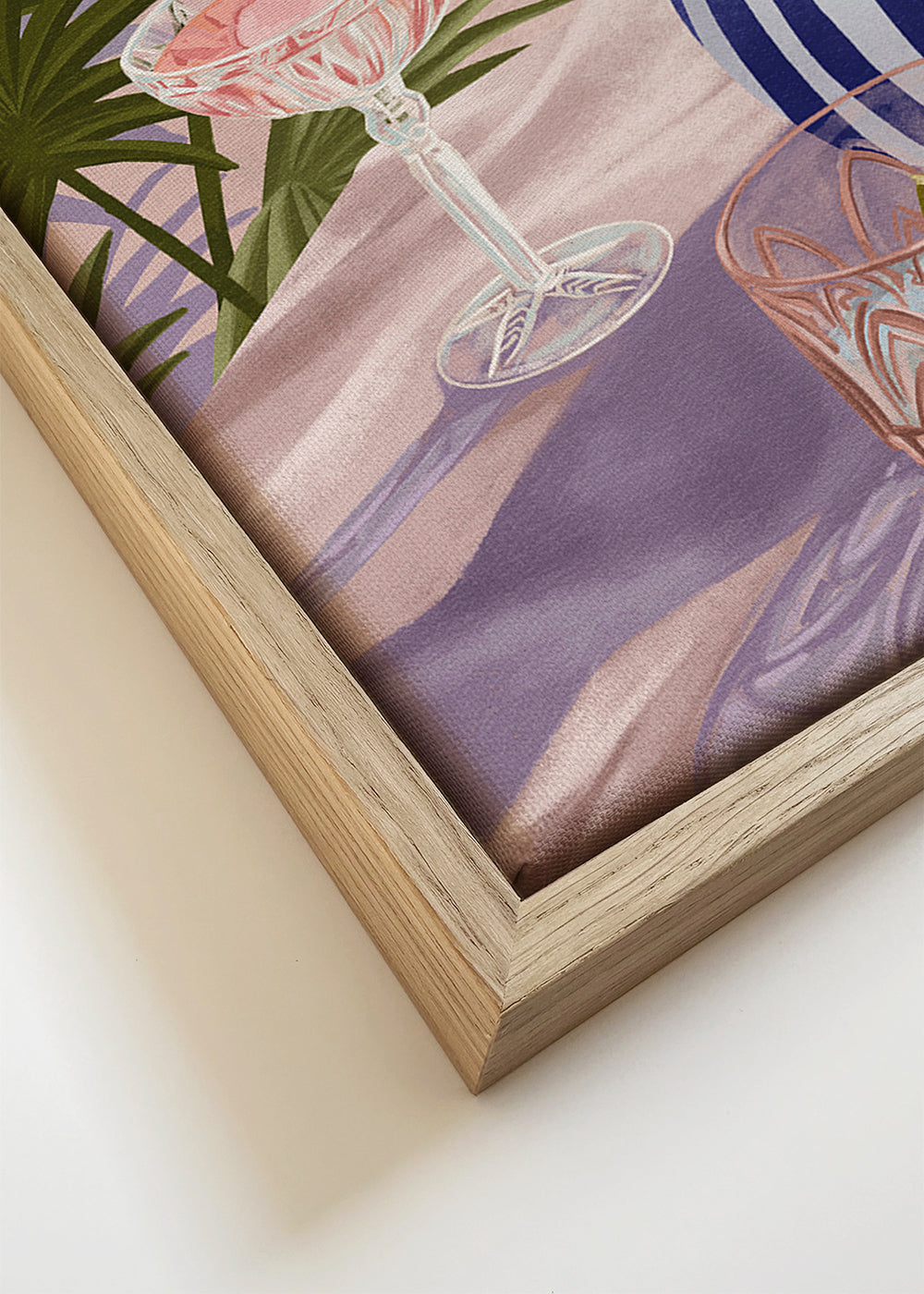 Botanisk plakat: blomster i stribet vase